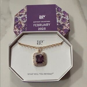 BP Gold Necklace with Purple Gemstone Pendant